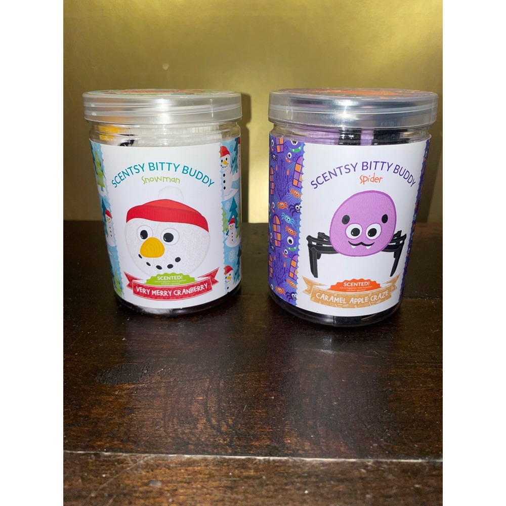 Scentsy Bitty Buddy Snowman Very Merry Cranberry & Spider‎ Caramel Apple Craze